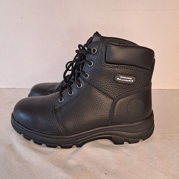 Skechers Women's 8.5W Workshire Peril Steel Toe Work Boot 76561W Black Leather - Picture 2 of 14